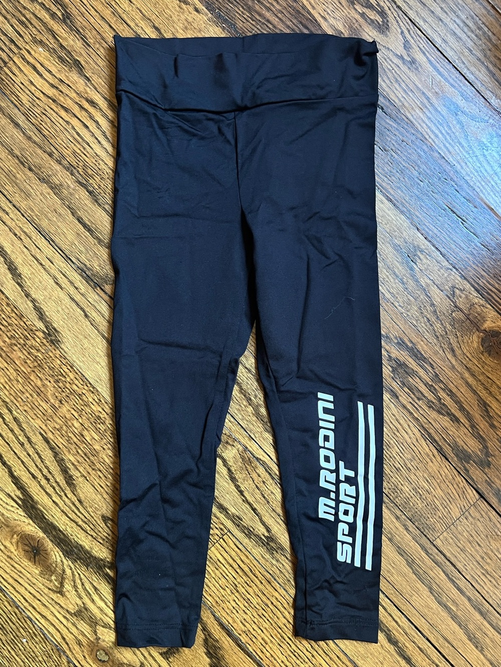 Mini Rodini Black Leggings with Light Blue Logo